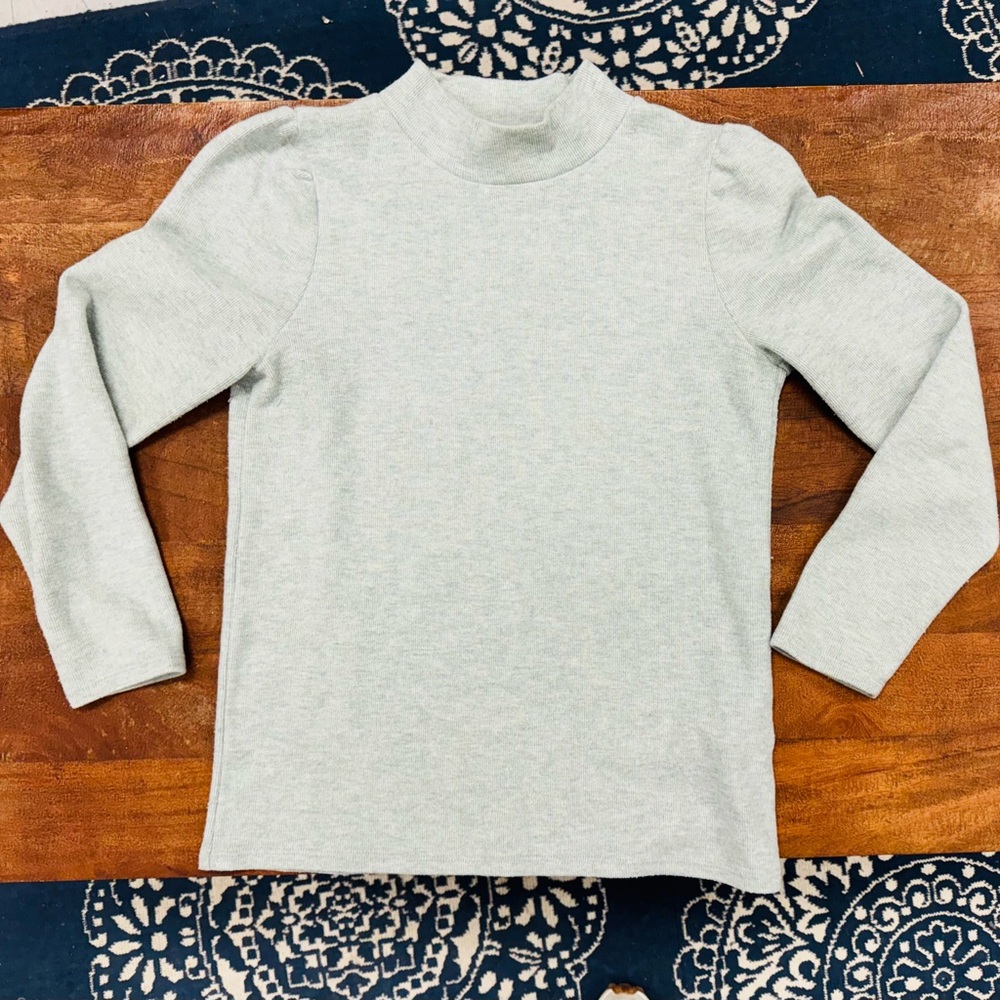 Madewell‎ Mock Neck Ribbed Light Green Knit Sweater Size Small